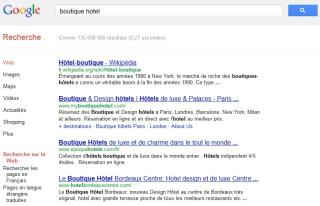 Les mots clefs 'boutique hotel' rencontrent un franc succès sur Google
