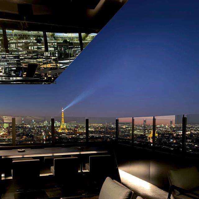 Vue sur tout Paris depuis la terrasse extérieure.