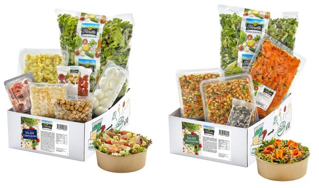 Les nouveaux kits salades Florette Food Service : Campagnarde et Végétarienne.