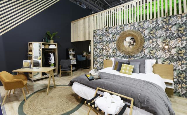 Chambre témoin de Maisons du Monde sur le salon EquipHotel 2018.