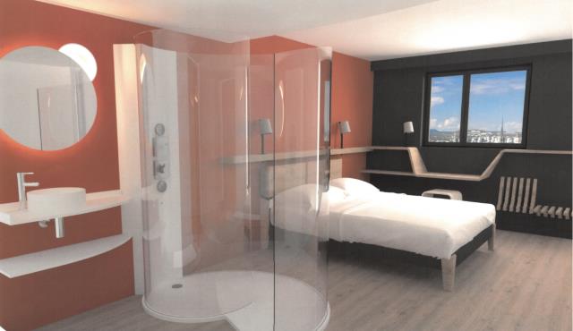 Vue 3D d'une chambre du futur hôtel Nomad, à Dijon.
