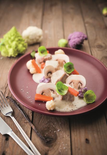 Blanquette de veau creme choux-fleur vanillee