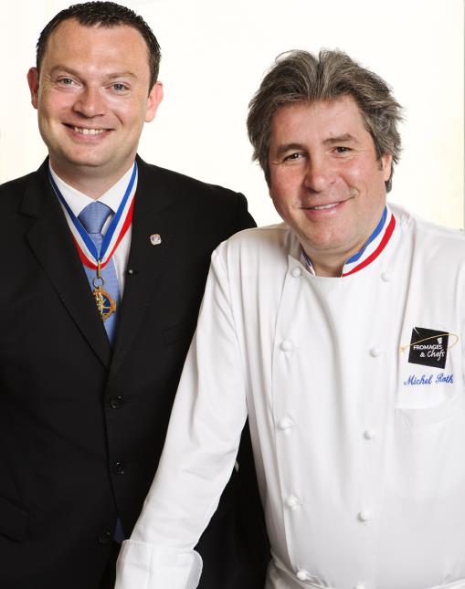 Frédéric Kaiser, MOF maître d'hôtel et directeur du restaurant triple étoilé Epicure, et Michel Roth, MOF cuisine et Bocuse d'or, chef du restaurant étoilé le Bayview à Genève.