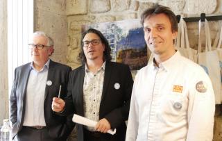 Bernard Boutboul, Lucien Bertotti et François Pasteau lors du lancement de la Brigade Digitale à...