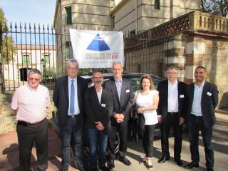 De gauche à droite : Guy Pressenda (co-pdt Umih Midi-Pyrénées-Languedoc-Roussillon),  Hubert Jan...