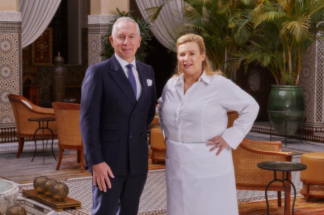 Jean-Claude Messant, Directeur Général du Royal Mansour Marrakech et Hélène Darroze.