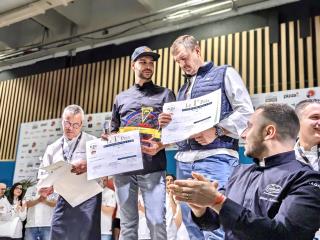 Les vainqueurs Arnaud Faye et Steeve Bonnet, ont gagné le concours Pizza à Due Galbani Professional...