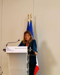 Olivia Grégoire dresse le bilan de l'été, mardi 3 septembre, au ministère de l'Economie, à Paris. 