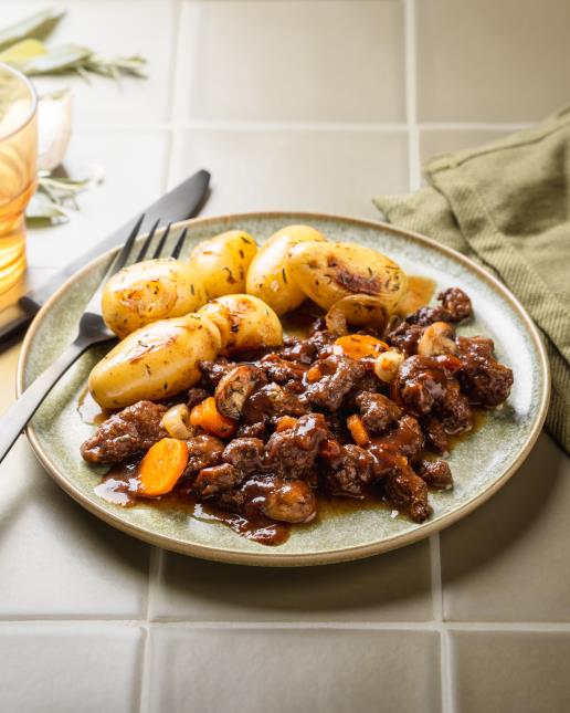 Émincé végétal de la Fabrique des Veggies, cuisiné façon Bourguignon. 