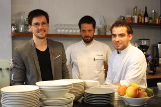 Mikaël Grou, Mauricio Zillo et son second Francesco Ruggiero chez A mere, Paris Xe