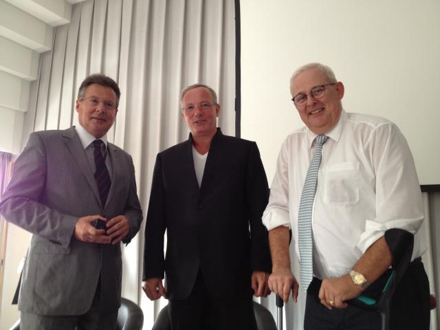 De gauche à droite: Claude Feurer, directeur général de Strasbourg Evénements et organisateur de la Foire européenne, Patrick Diebold, président du groupement à Strasbourg et Roger Sengel, président du groupement du Bas-Rhin et d'Alsace