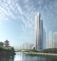 Le Mandarin Oriental de Chengdu en construction.