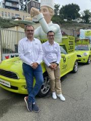 Fabrice Galland (à gauche), président des Logis Hôtels, et Karim Soleilhavoup, directeur du groupe,...