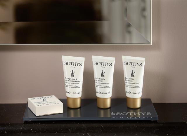 Le plateau d'amenities, fourni par la marque Sothys.