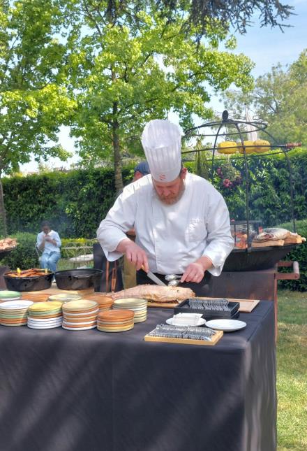 Remise des plaques Michelin 2025 à l'occasion d’une « garden party » avec buffets et fourneaux en plein air, au Pavillon Dauphine, à Paris.