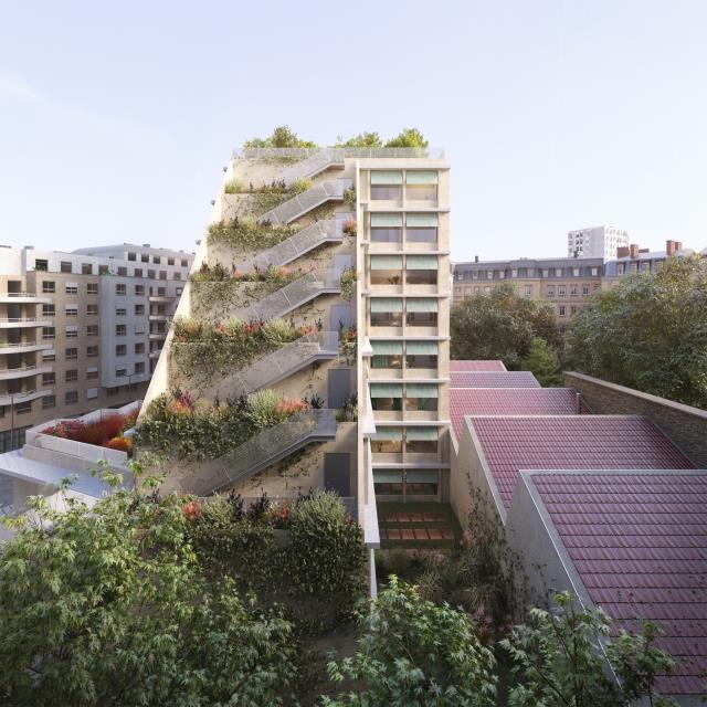 Les terrasses végétalisées du 42 Archereau, à Paris.