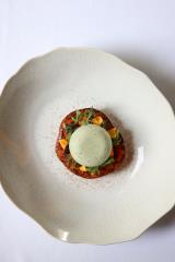 Tomate, pomme de pin et glace verveine argentine