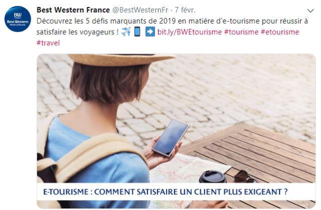 Exemple d'un tweet corporate de Best Western pour booster sa communication digitale