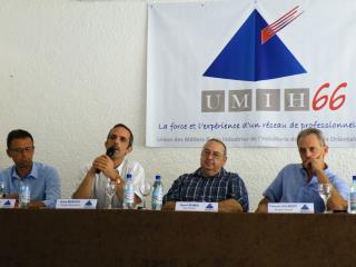 Les représentants de l'UMIH 66 (de gauche à droite) : Thibaut Lormand (président « hôtellerie »),...