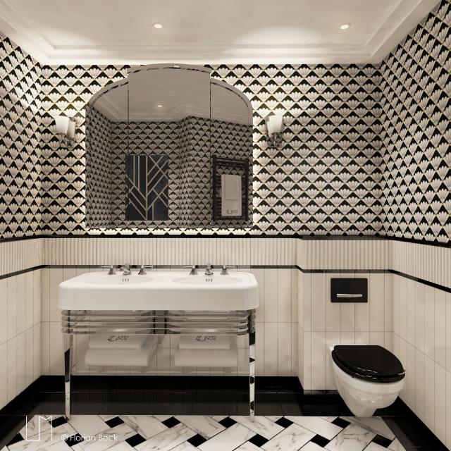 Vue d'architecte d'une salle de bains du 1932 Hotel & Spa Cap d'Antibes-MGallery.