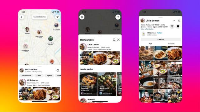 Captures de la story de Mark Zuckerberg révelant le lancement des cartes interactives d'Instagram
