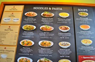 Le menu de Noodles & Co : des pâtes à toutes les sauces.