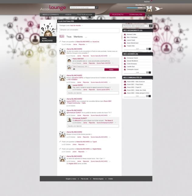 L'interface du réseau social AccorLounge.
