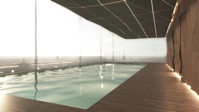 La piscine d'hôtel la plus haute de Paris sera au Carrefour Pleyel au sommet de la tour Paris Pleyel, à 128 mètres