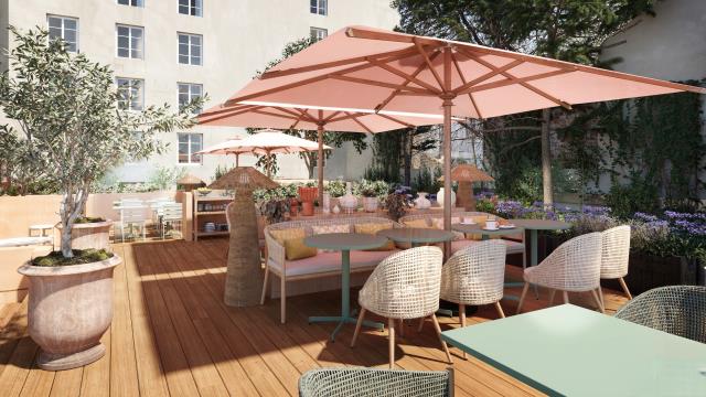 Terrasse du Soléo Prado, à Marseille (groupe Assas Hotels).