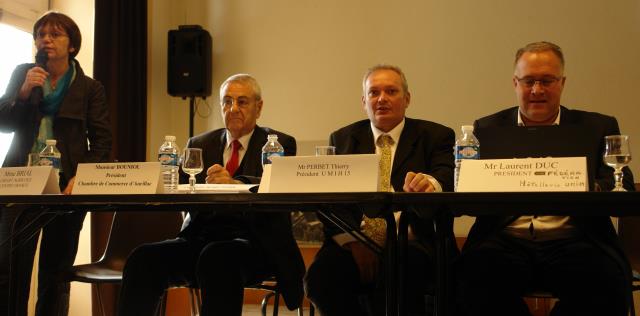 Sylvie Brial, Bernard Bouniol, président de la CCI, Thierry Perbet, président de l'ULMIH15 et Laurent Duc, de l'UMIH national.