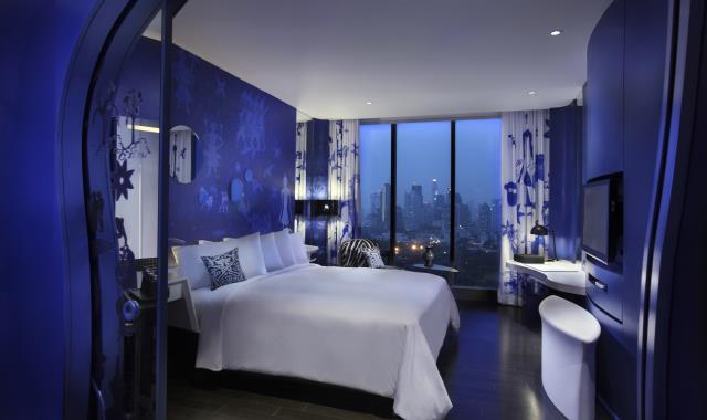 Une chambre du Sofitel 'So' de Bangkok, au design savamment étudié.