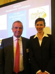 Michel Fernet, président de classe du MOF réceptionniste, et Claire Dupleix, première lauréate du...