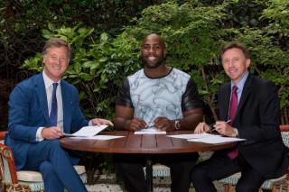 Sébastien Bazin, p.d.g. du groupe AccorHotels, Teddy Riner, judoka et Emanuel Baudart, chief...