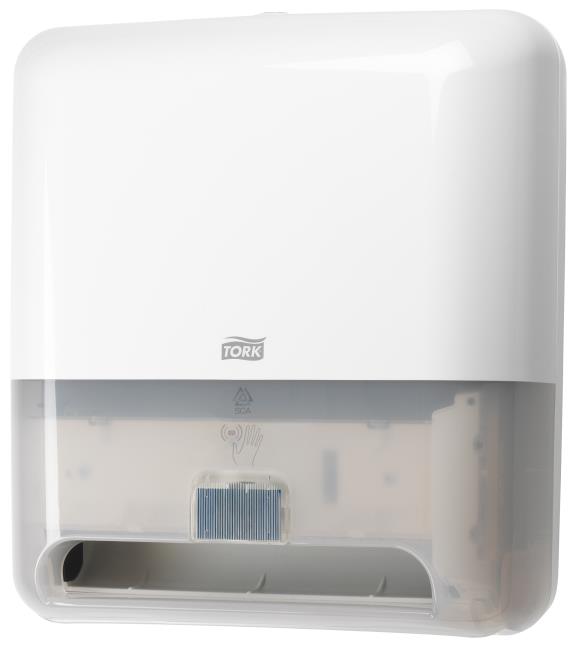 Distributeur d'essuie-main H1 Sensor (disponible en blanc et en noir). Permet un séchage rapide des mains tout en garantissant l'hygiène.