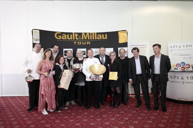 Philippe Laruelle (Chef de Buyer), Marianne Lecerf (Coordinatrice internationale), Sylvain Guillemot (Gault&Millau d'Or Ouest 2019) et son équipe, Jacques Bally (Président de Gault&Millau)  Marie-Pierre Guillemot, Alain Porta (Directeur Général Alessi), M