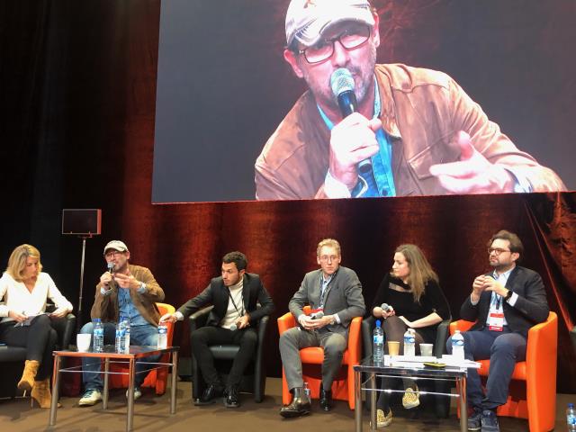 De g. à d. : Caroline Delage, (modératrice de la table-ronde), Paul Pairet (Ultraviolet à Shangaï), David Bettan (Groupe Beaumarly), Laurent Plantier (French Food Capital), Alexandre Matzneff et Gregory Edberg (Leuwen & Cie)