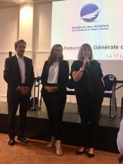 Christine Messeant lors de l'AG extraordinaire du 07 juillet 2019, aux côtés de Giuseppe Vincelli...