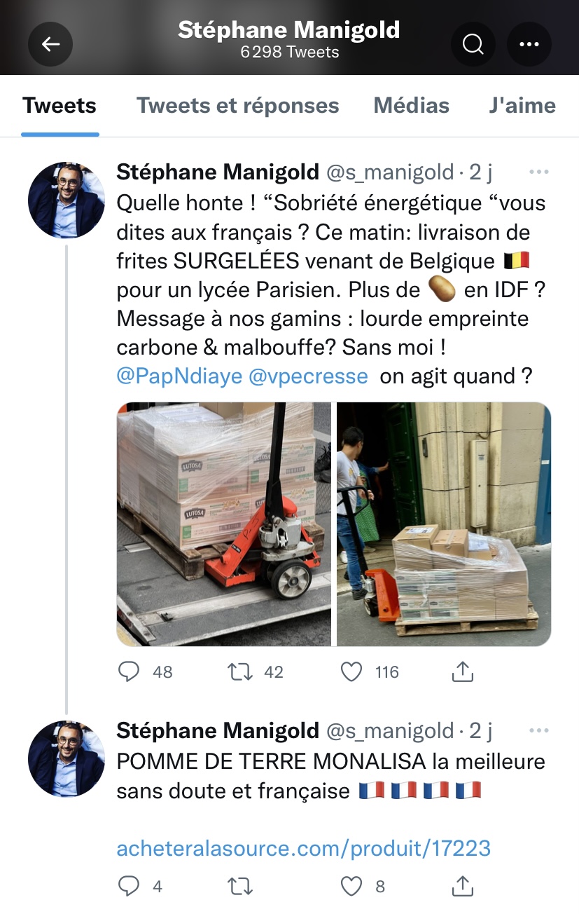 Le tweet de Stéphane Manigold.